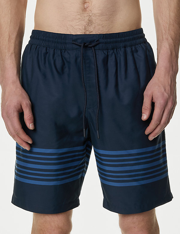 Quick Dry Striped Longer Length Swim Shorts - AU