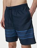 Quick Dry Striped Longer Length Swim Shorts