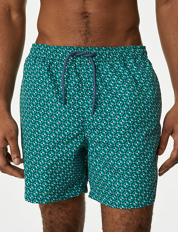 Geometric Print Swim Shorts - DK