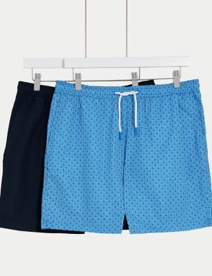 M&S Men's 2pk Quick Dry Swim Shorts - MREG - Blue Mix, Blue Mix