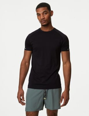 Goodmove Men's Seam Free Sports T-Shirt - MREG - Black, Black,Navy