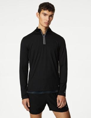 

Mens Goodmove Half Zip Long Sleeve Training Top - Black, Black