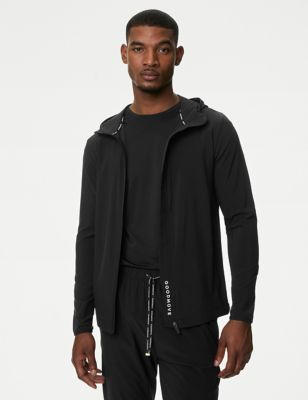 Goodmove Men's Zip Up Long Sleeve Hooded Jacket - SREG - Black, Black,Navy