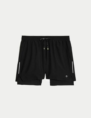 Two Layer Drawstring Zip Pocket Shorts