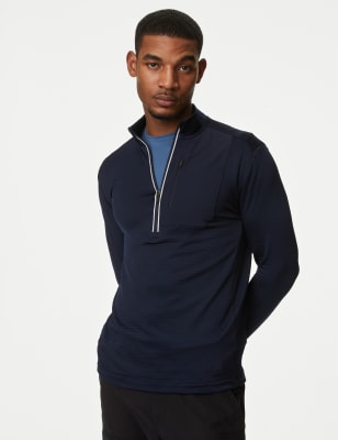 

Mens Goodmove Half Zip Long Sleeve Top - Navy, Navy