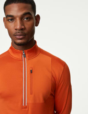 

Mens Goodmove Half Zip Long Sleeve Top - Dark Orange, Dark Orange