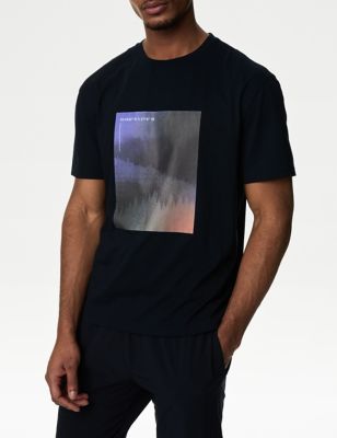 Goodmove Mens Cotton Blend Sports Graphic T-Shirt - MREG - Navy, Navy
