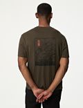 Cotton Blend Grid Reference Graphic T-Shirt