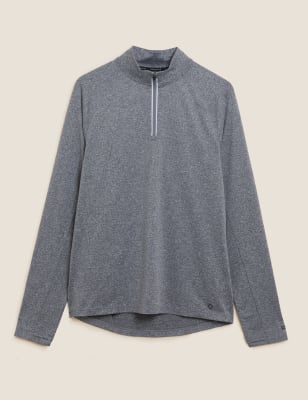 

Mens Goodmove Half Zip Long Sleeve Top - Mid Grey Marl, Mid Grey Marl