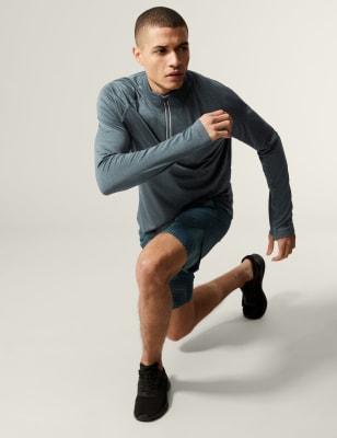 

Mens Goodmove Half Zip Long Sleeve Top - Smokey Green, Smokey Green