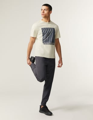 

Mens Goodmove Pure Cotton Track Graphic T-Shirt - Ecru, Ecru