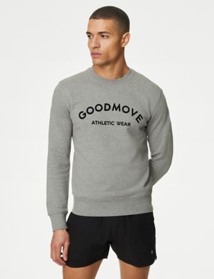 Goodmove Men's Pure Cotton Graphic Sweatshirt - SSTD - Grey, Grey