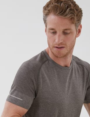 

GOODMOVE Camiseta de entrenamiento sin costuras de secado rápidoMens - Mid Grey Marl, Mid Grey Marl