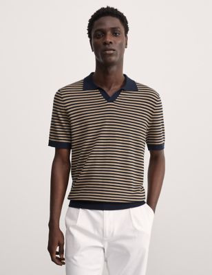Merino Wool Rich Striped Knitted T-Shirt - GR