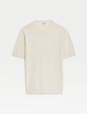 Merino Wool Rich Knitted T-Shirt with Silk