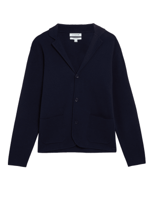 

Mens Autograph Cotton Modal Knitted Blazer - Navy, Navy