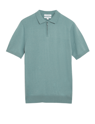

Mens Autograph Gestricktes Poloshirt aus Baumwoll-Seide-Gemisch - Green, Green
