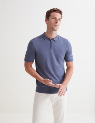 

Autograph Polo de punto con cuello con cremallera con sedaMens - Smokey Blue, Smokey Blue
