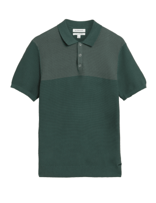 

Mens Autograph Strick-Poloshirt mit hohem Baumwollanteil und Strukturmuster - Smokey Green, Smokey Green