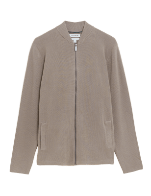 

Mens Autograph Premium Cotton Zip Up Knitted Bomber - Sand, Sand