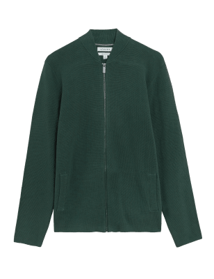 

Mens Autograph Premium Cotton Zip Up Knitted Bomber - Cedar, Cedar