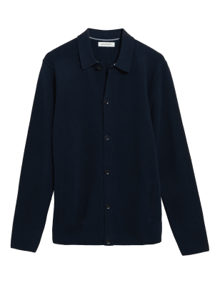 

Mens Autograph Premium Cotton Knitted Jacket - Dark Navy, Dark Navy