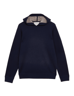 

Mens Autograph Wool Blend Double Faced Knitted Hoodie - Dark Navy, Dark Navy