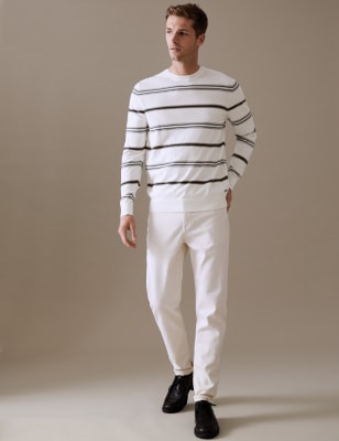

Mens Autograph Gestreifter Pullover aus hochwertigem Material mit hohem Baumwollanteil - Ecru Mix, Ecru Mix