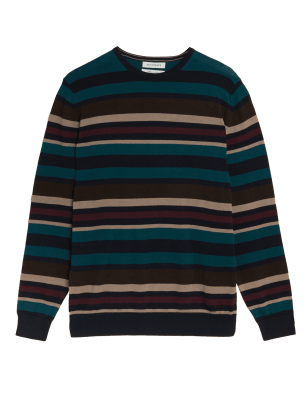 

Mens Autograph Premium Cotton Striped Crew Neck Jumper - Multi, Multi