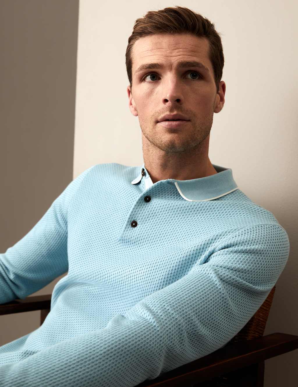 Pure Cotton Textured Knitted Polo Shirt image 3