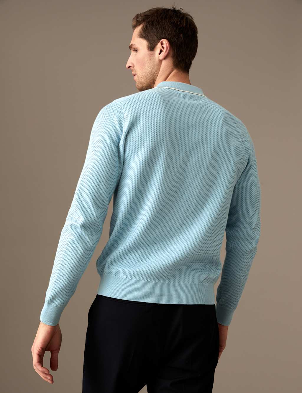 Pure Cotton Textured Knitted Polo Shirt image 4