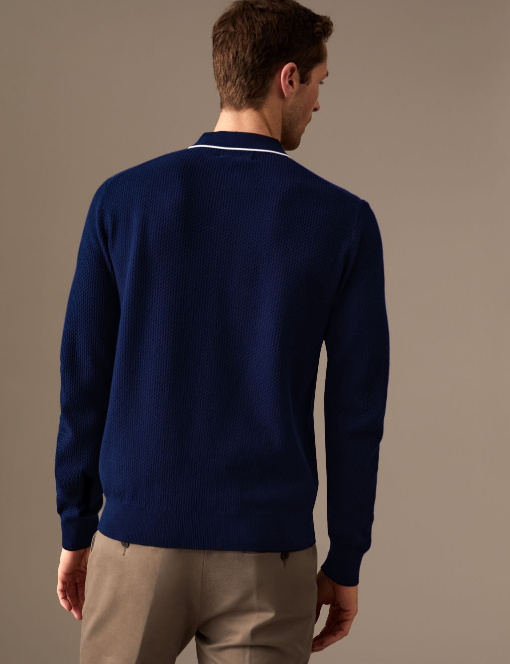 Pure Cotton Textured Knitted Polo Shirt image 3