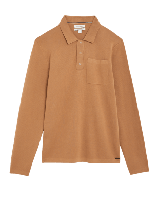 

Mens Autograph Cotton Modal Knitted Polo Shirt - Soft Bronze, Soft Bronze