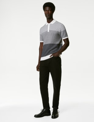 Cotton Modal Textured Knitted Polo Shirt | Autograph | M&S