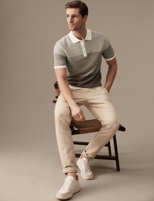 Cotton Modal Textured Knitted Polo Shirt | M&S US