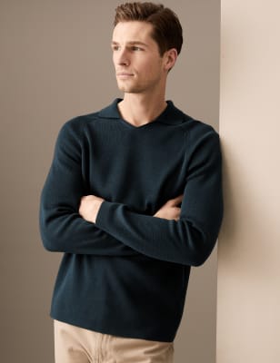 

Mens Autograph Cotton Modal Open Neck Jumper - Dark Ink, Dark Ink