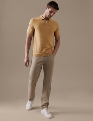 

Mens Autograph Strick-Poloshirt aus Seide mit Reißverschlusskragen - Soft Bronze, Soft Bronze