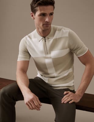 Cotton Blend Knitted Polo Shirt