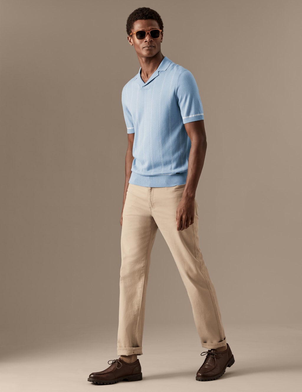 Cotton Rich Tipped Knitted Polo Shirt image 1