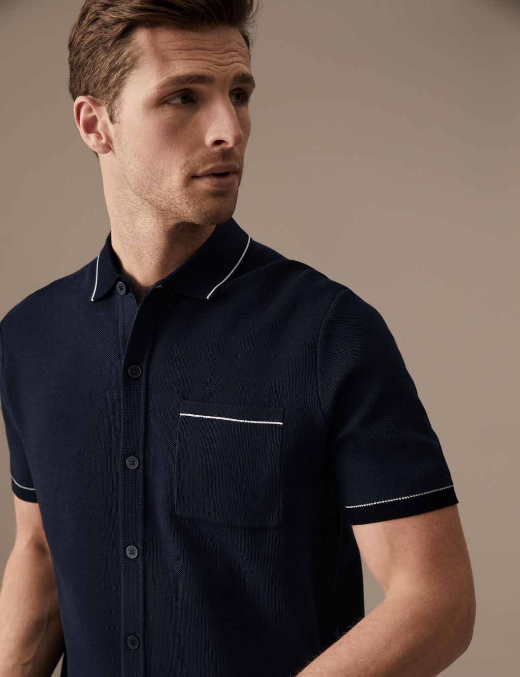 Cotton Modal Blend Knitted Polo Shirt