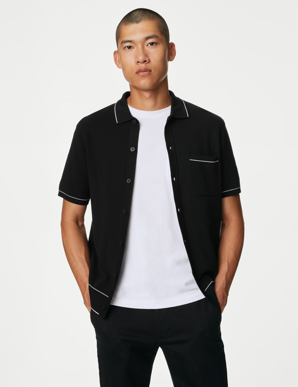Cotton Modal Blend Knitted Polo Shirt image 1