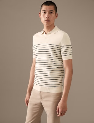 

Autograph Polo de punto de rayas 100% algodón Supima®Mens - Ecru Mix, Ecru Mix