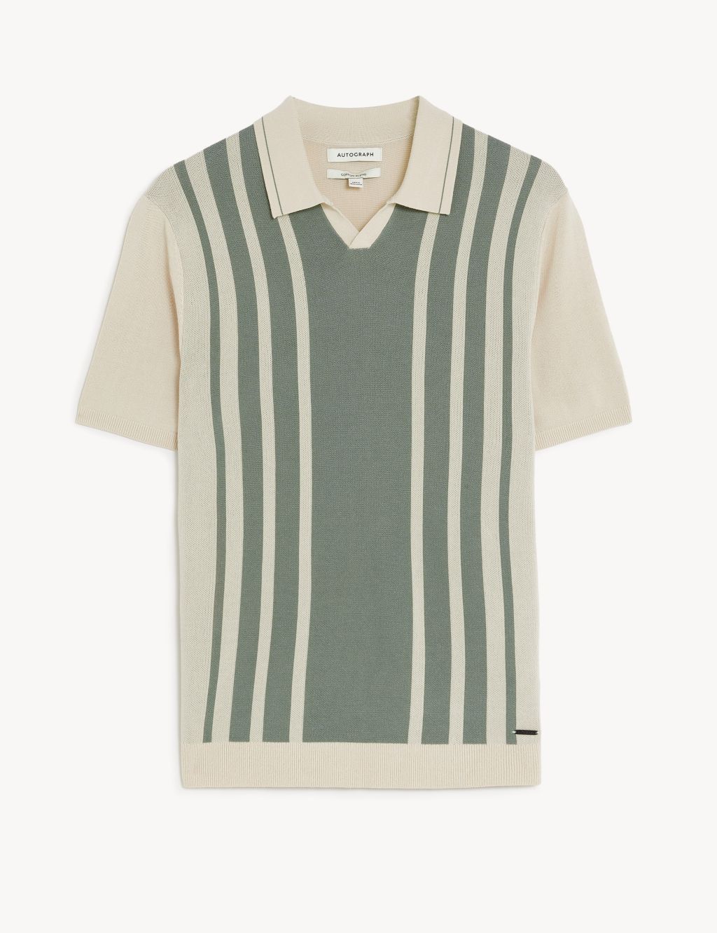 Cotton Blend Striped Knitted Polo Shirt image 2