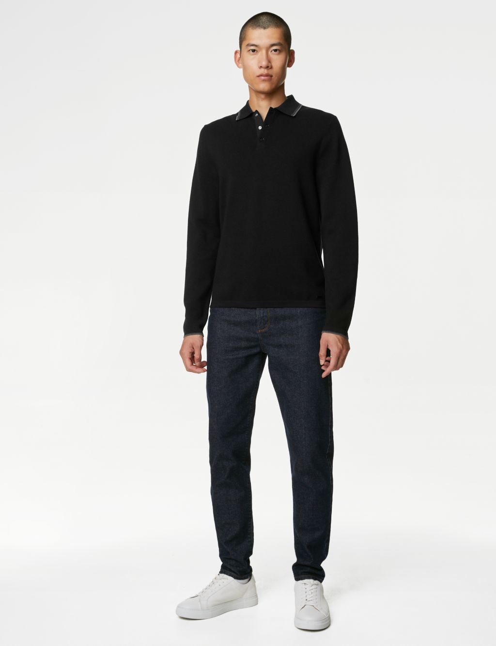 Men’s Long-sleeved Knitted Polo Shirts | M&S