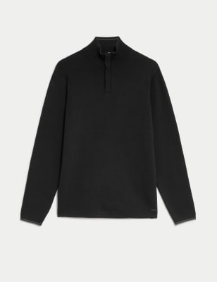 

Mens Autograph Cotton Blend Half Zip Jumper - Black, Black