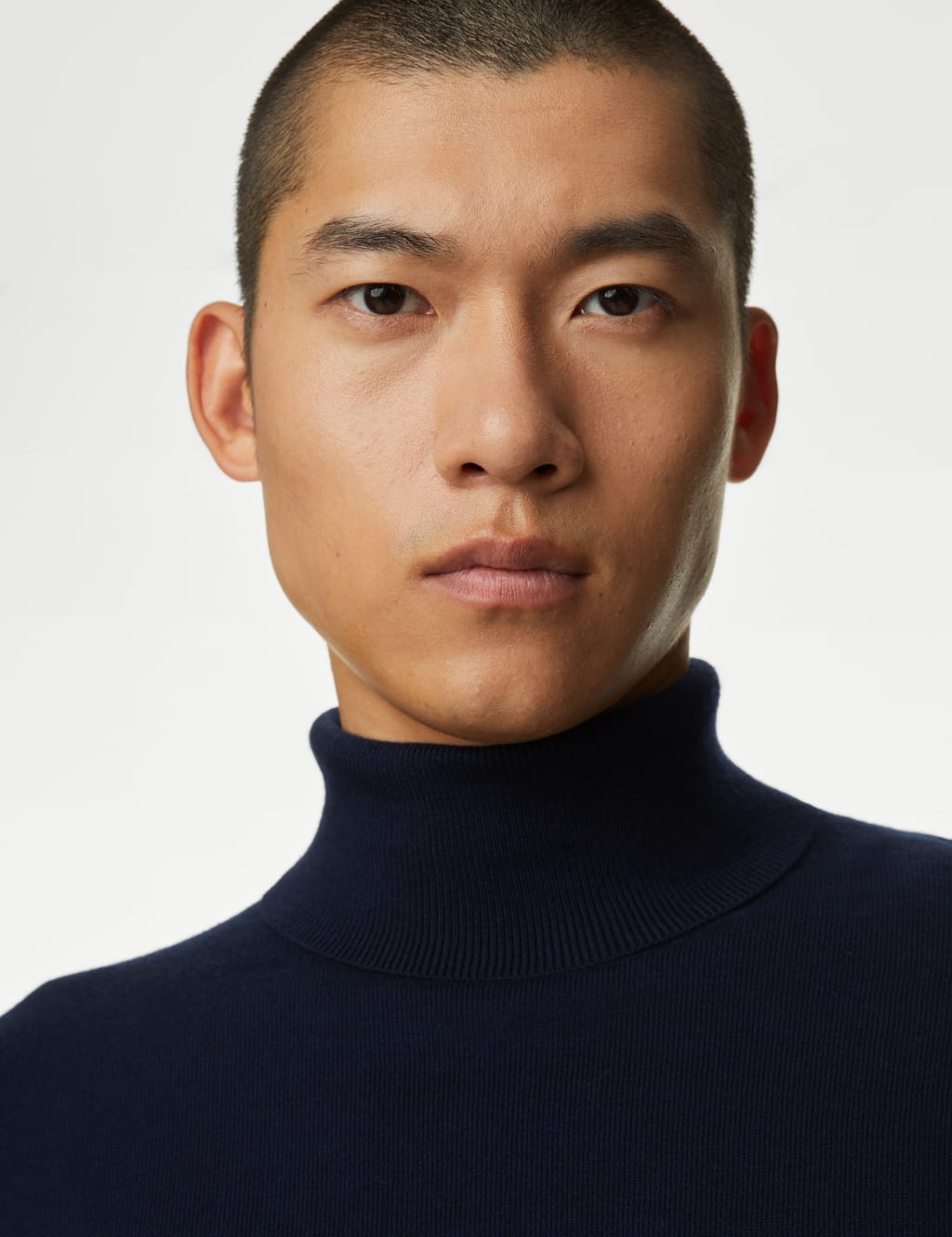 Cotton Rich Roll Neck Jumper with Wool image 1