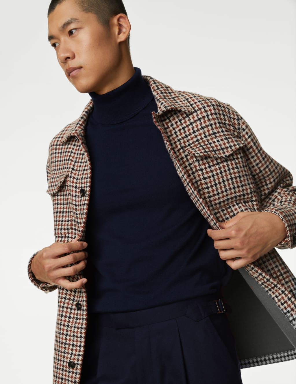 Cotton Rich Roll Neck Jumper with Wool image 6