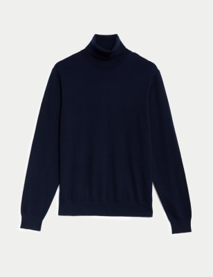 Cotton Rich Roll Neck Jumper with Wool