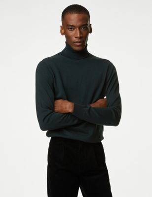 Cotton Rich Roll Neck Jumper with Wool