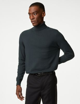 

Mens Autograph Cotton Rich Roll Neck Jumper with Wool - Charcoal, Charcoal